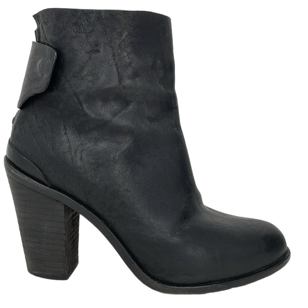 Rag & Bone Boots Women's 8.5 Black Leather Heeled Ankle Bootie Zip Round Toe - Picture 7 of 15